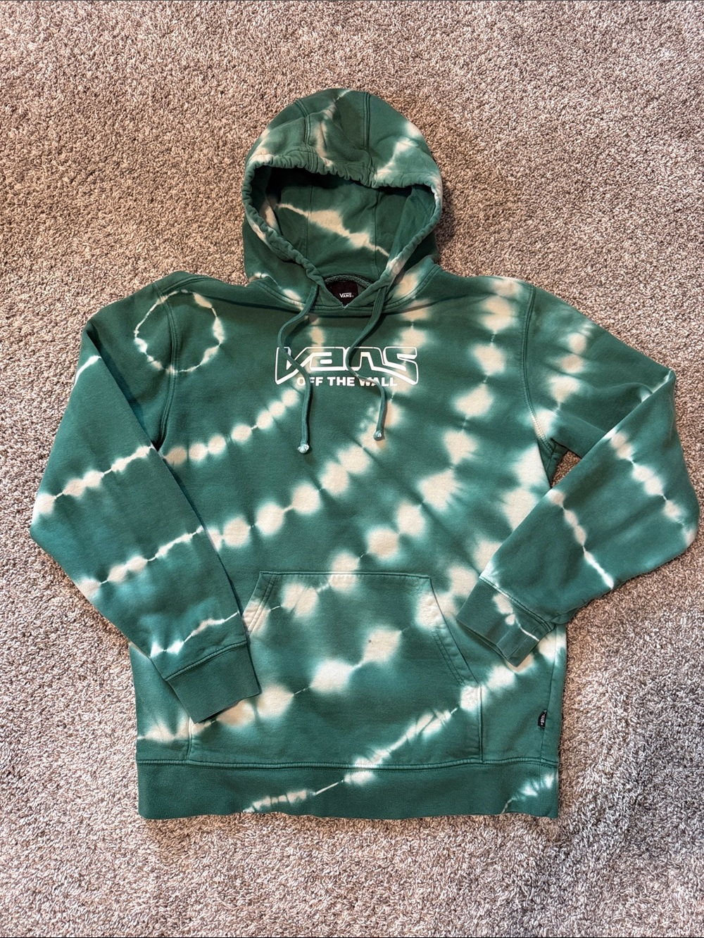 Vans Green and White Tie-Dye Crewneck Hoodie